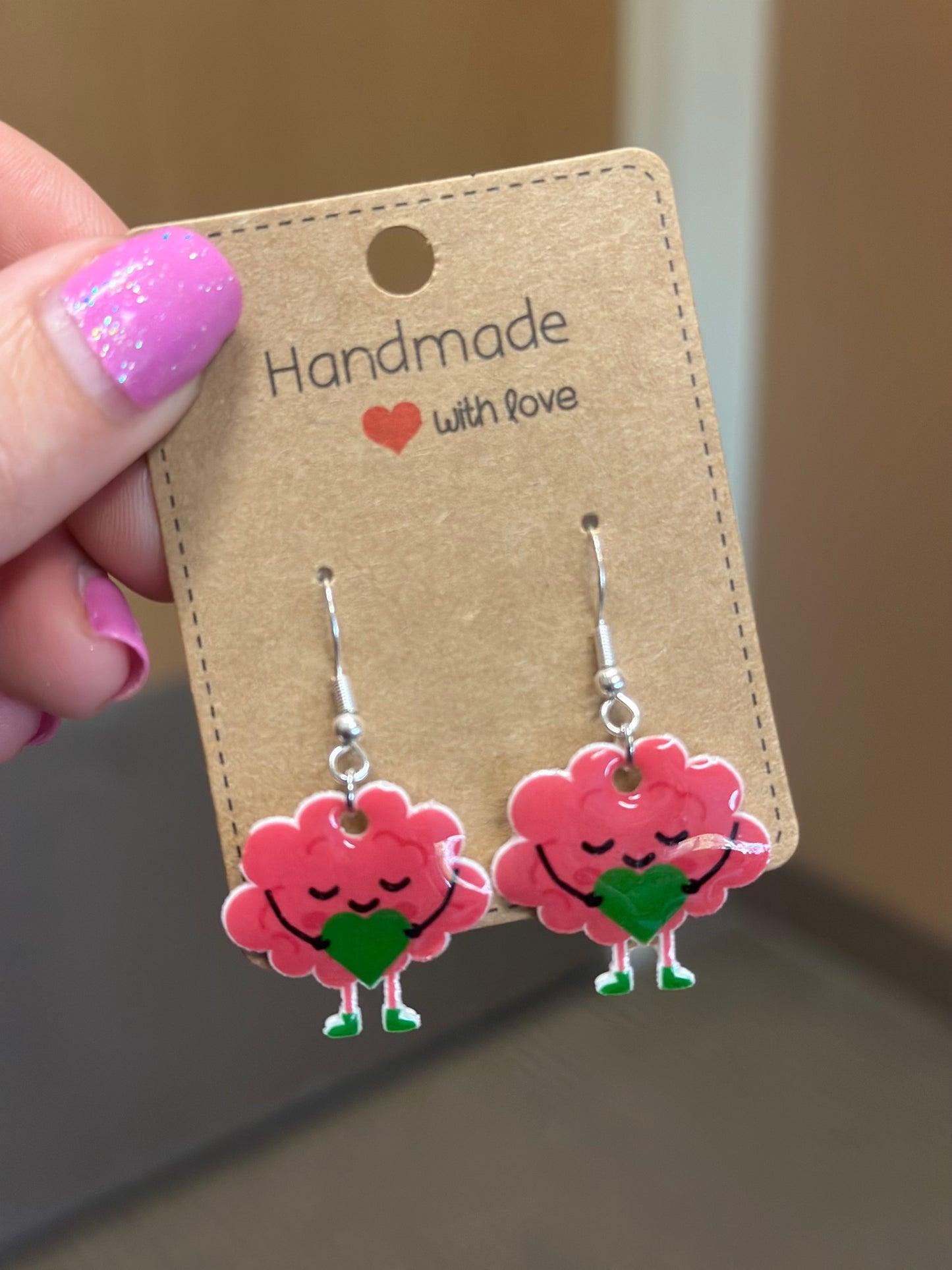 Mental Health Brain Earrings – Self-Love & Kindness