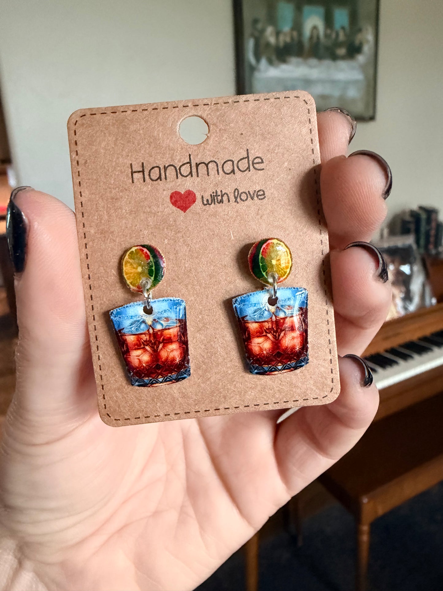 Whiskey on the Rocks Stud Dangles