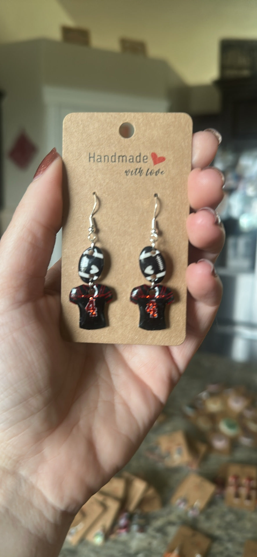Customizable Football Drop Dangle Earrings