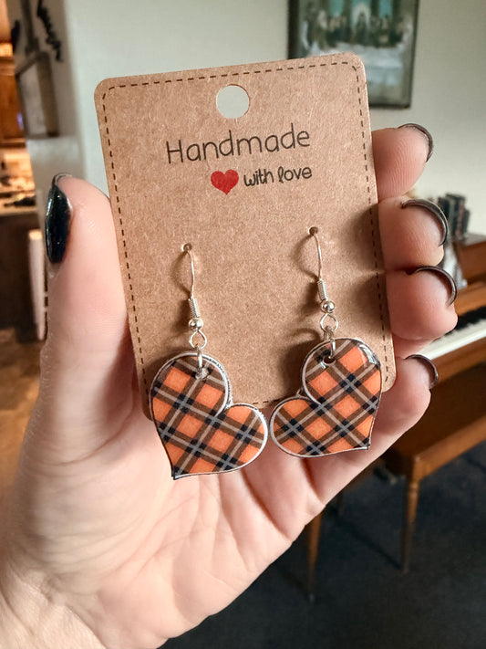 Plaid Heart Hook Dangles