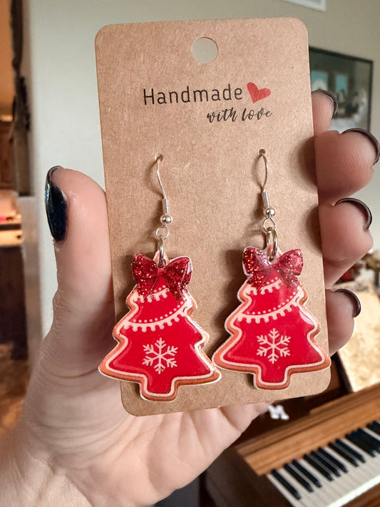 Red Christmas Sugar Cookie Tree Dangles