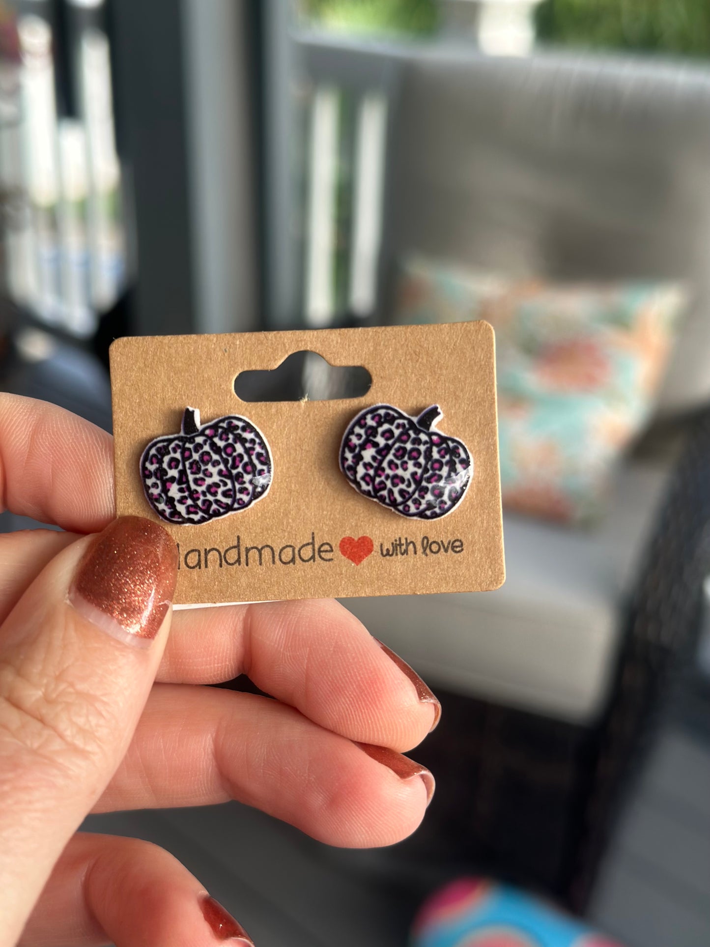 Leopard Pumpkin Studs