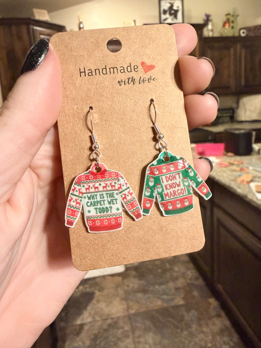 Christmas Vacation Ugly Sweater Dangle Earrings