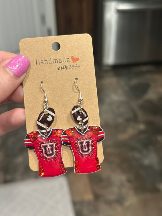 Customizable Football Drop Dangle Earrings