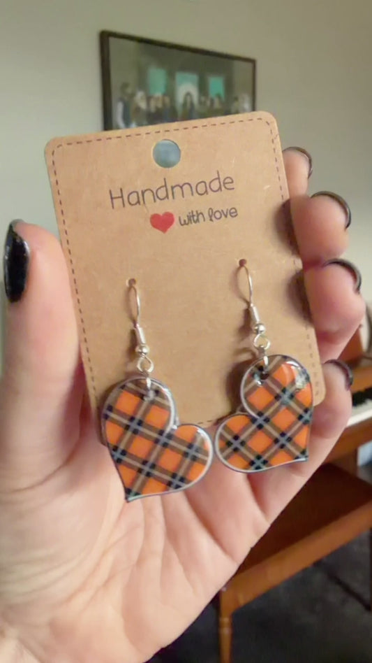 Plaid Heart Hook Dangles