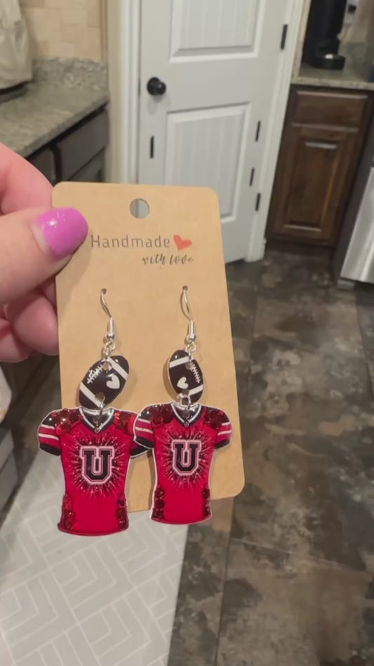 Customizable Football Drop Dangle Earrings