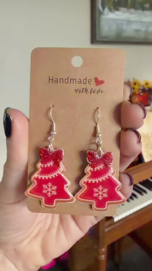Red Christmas Sugar Cookie Tree Dangles