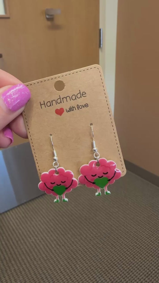 Mental Health Brain Earrings – Self-Love & Kindness